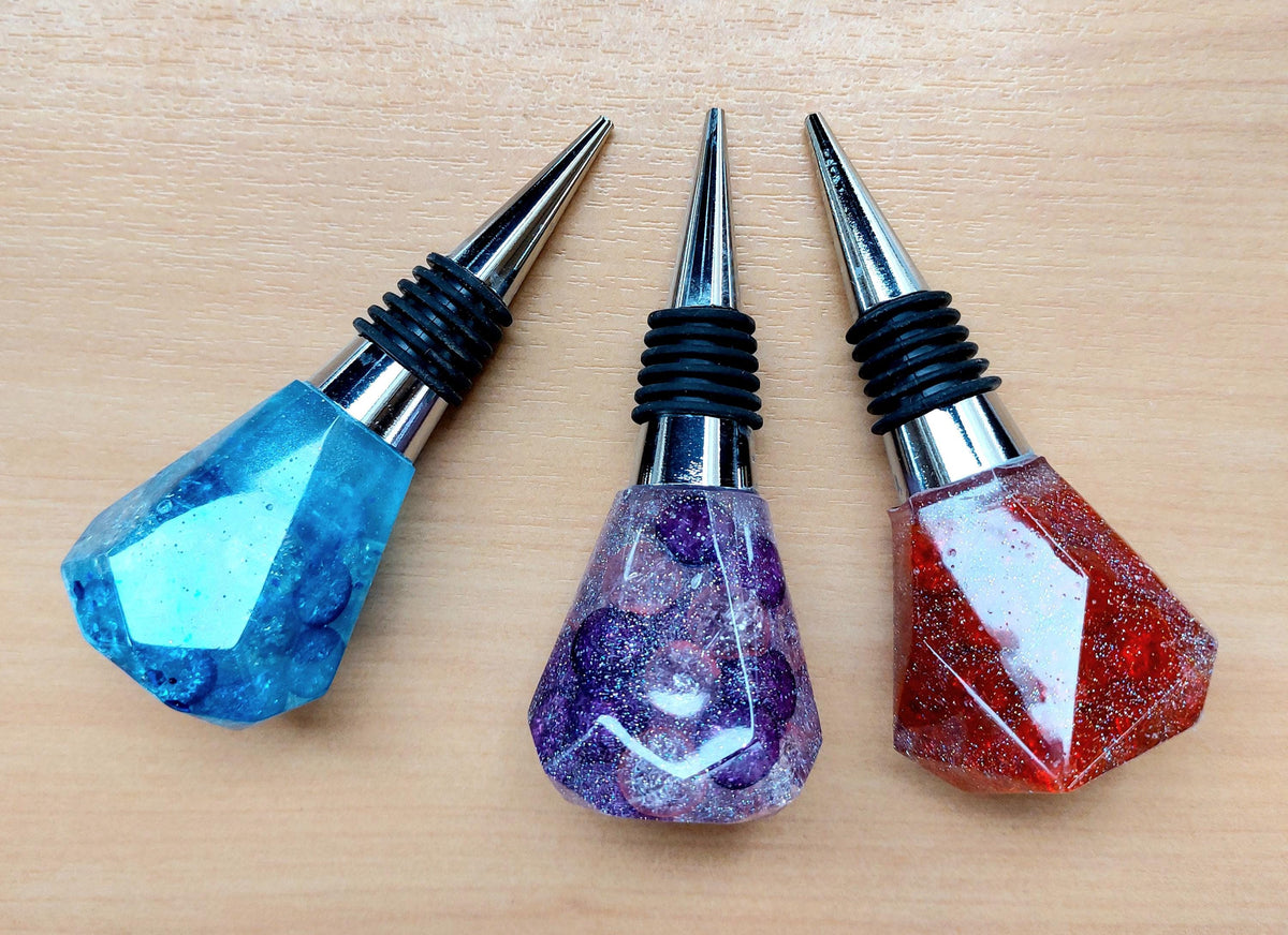 Resin bottle stopper, glitter balls, home bar accessory