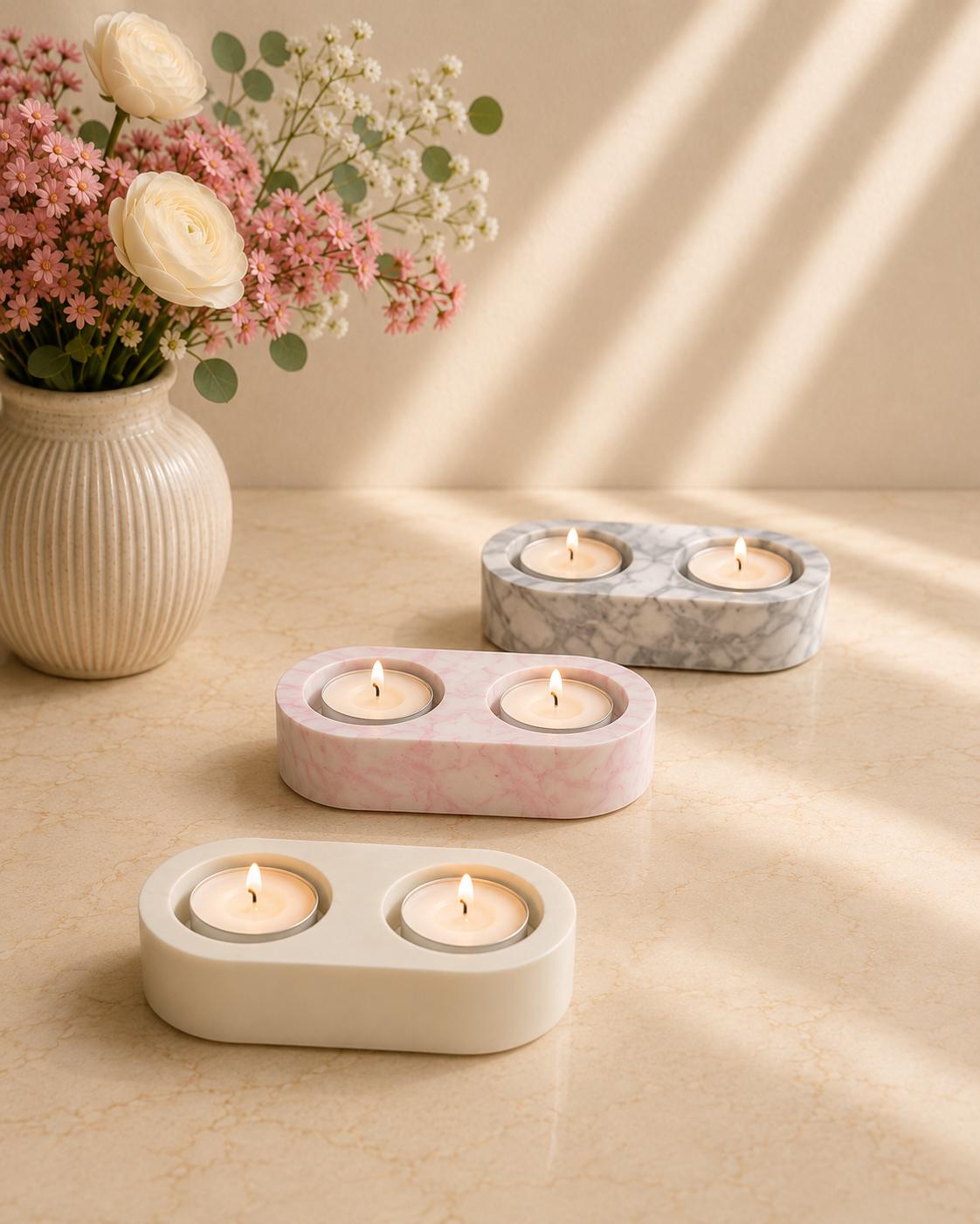 Eco resin Tealight holders for 1, 2 or 3 tealights, real flame or battery candles