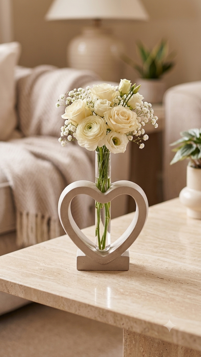 Eco resin heart vase, Bud Flower Holder