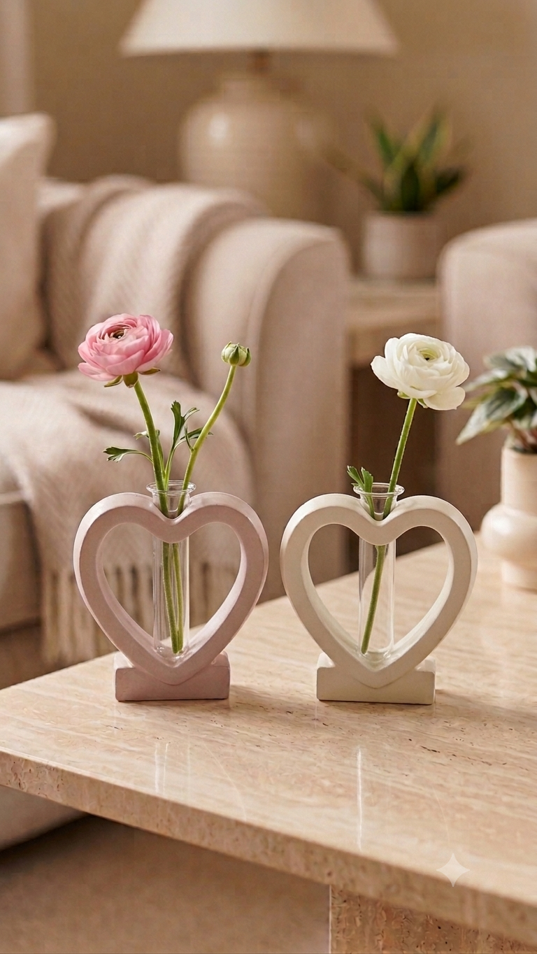 Eco resin heart vase, Bud Flower Holder