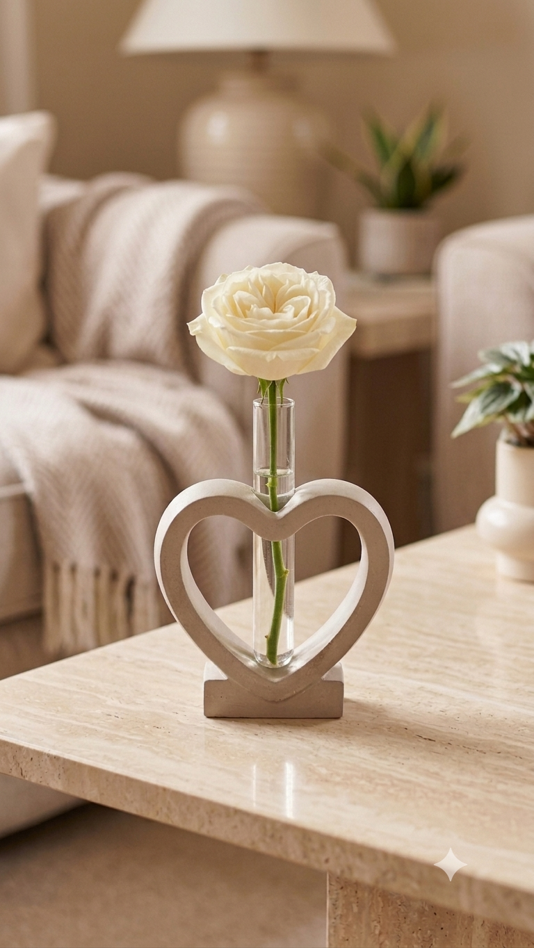 Eco resin heart vase, Bud Flower Holder