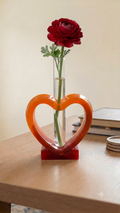 Handcrafted resin Sunset heart vase, Bud Flower Holder,