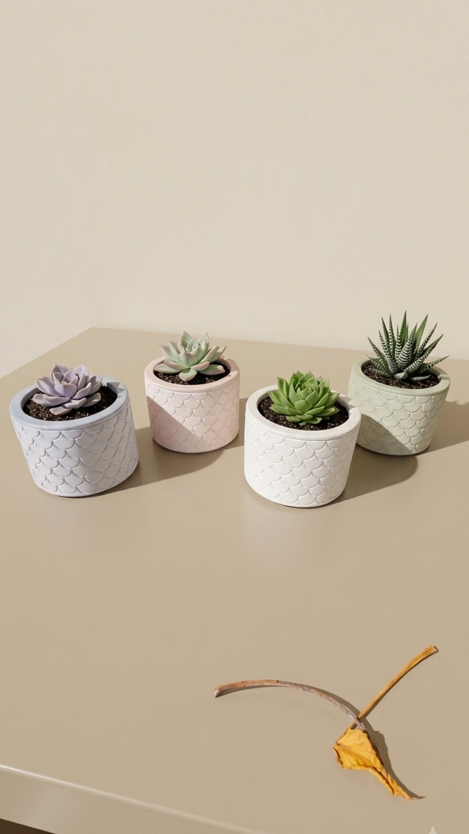 Eco resin indoor planter, shell pattern, ideal for succulent plants