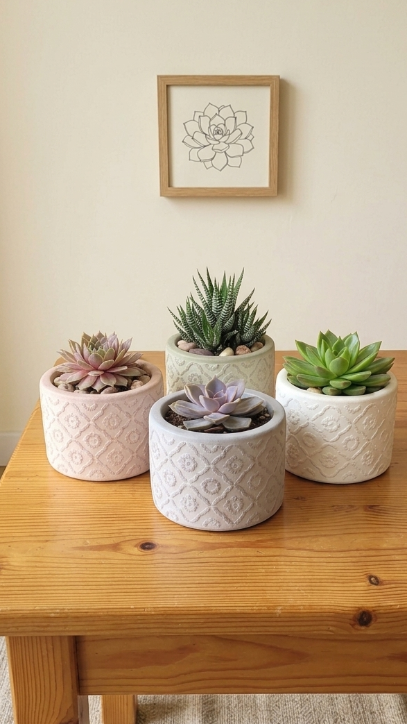 Eco resin indoor planter, Flower pattern, ideal for succulent plants