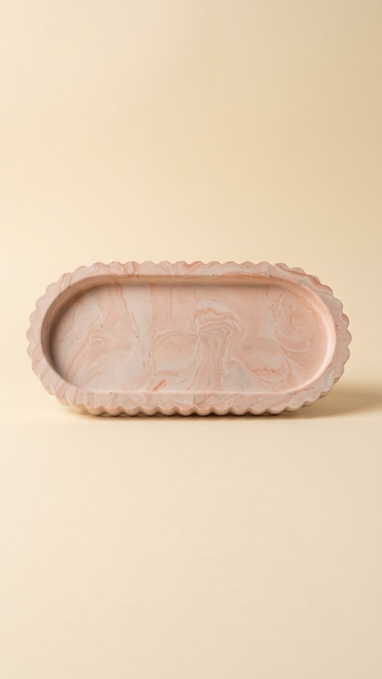 Eco resin Ribbed edge Oval tray, home decor, gifts, minimalistic design