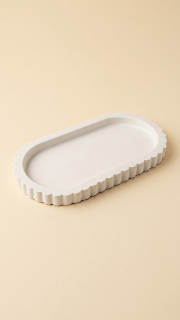Eco resin Ribbed edge Oval tray, home decor, gifts, minimalistic design