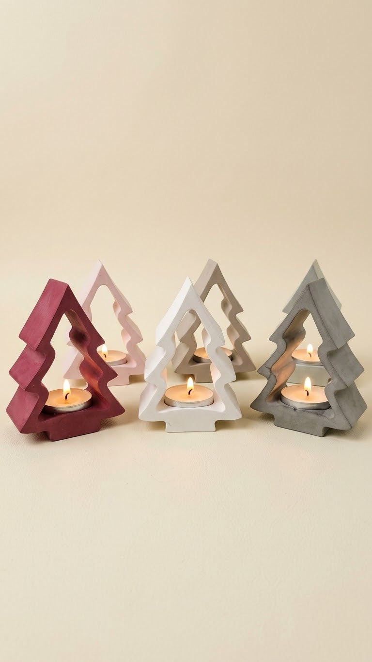 Eco resin Christmas Tree Tealight holder, real flame or battery candles