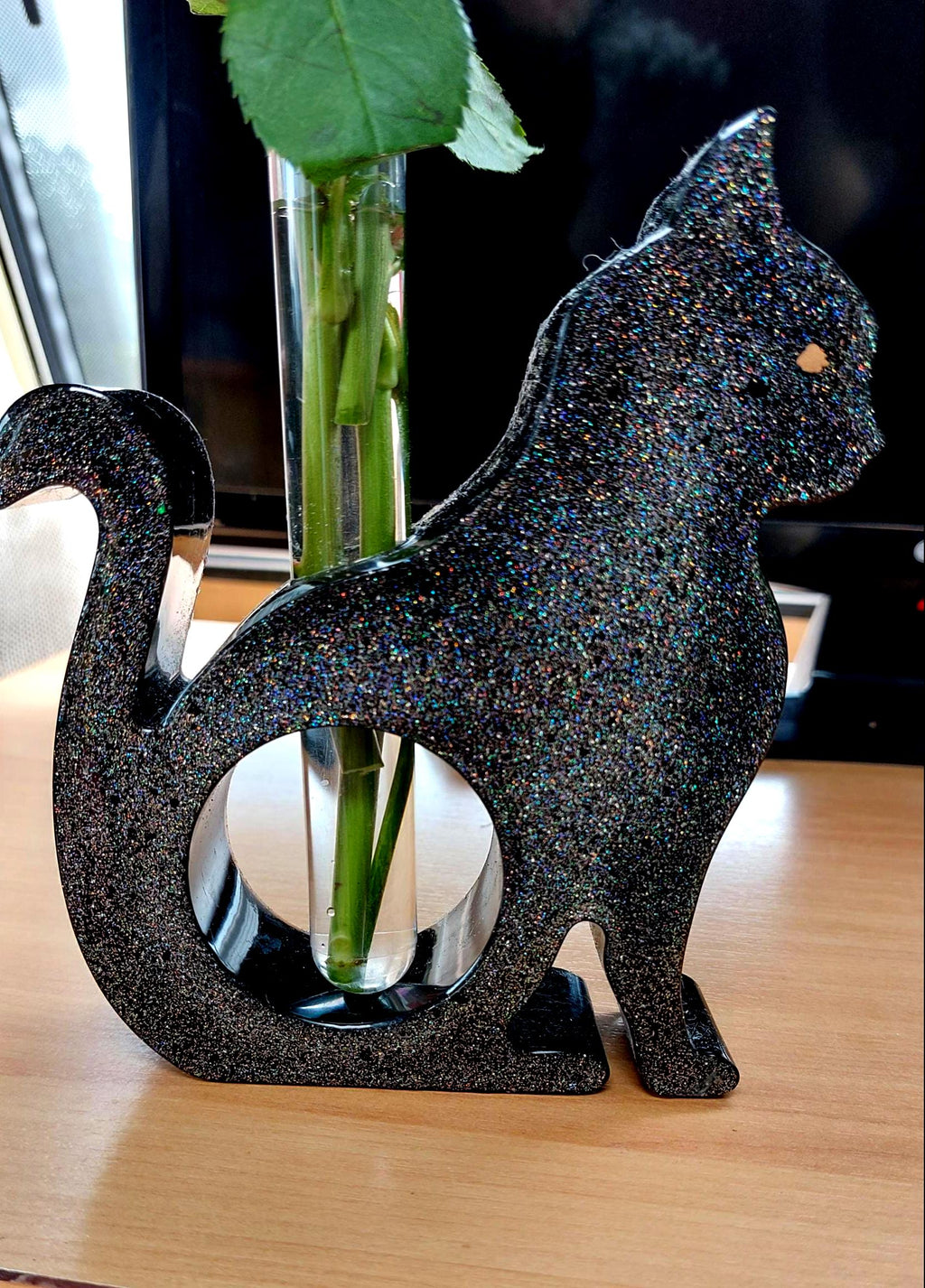 Resin Black Cat Vase, Single or Double Cat Design, Bud Flower Holder
