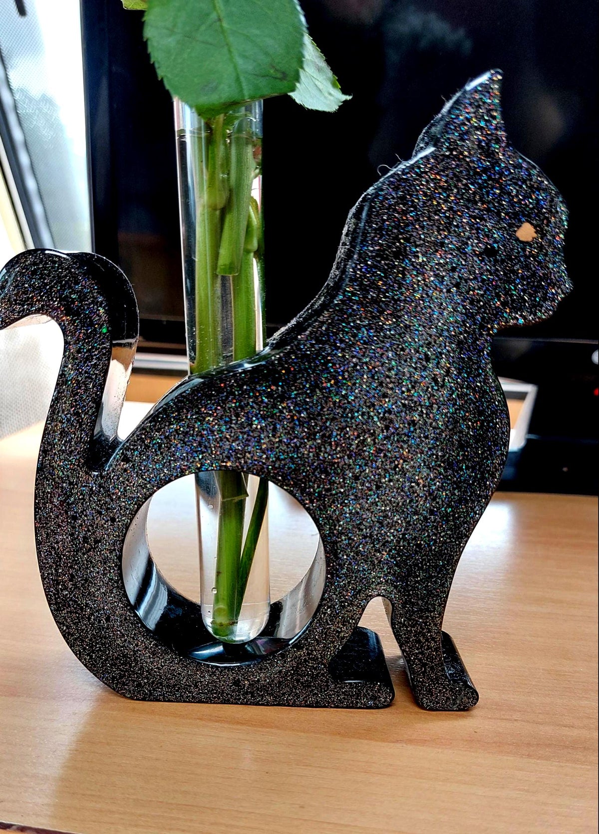 Resin Black Cat Vase, Single or Double Cat Design, Bud Flower Holder