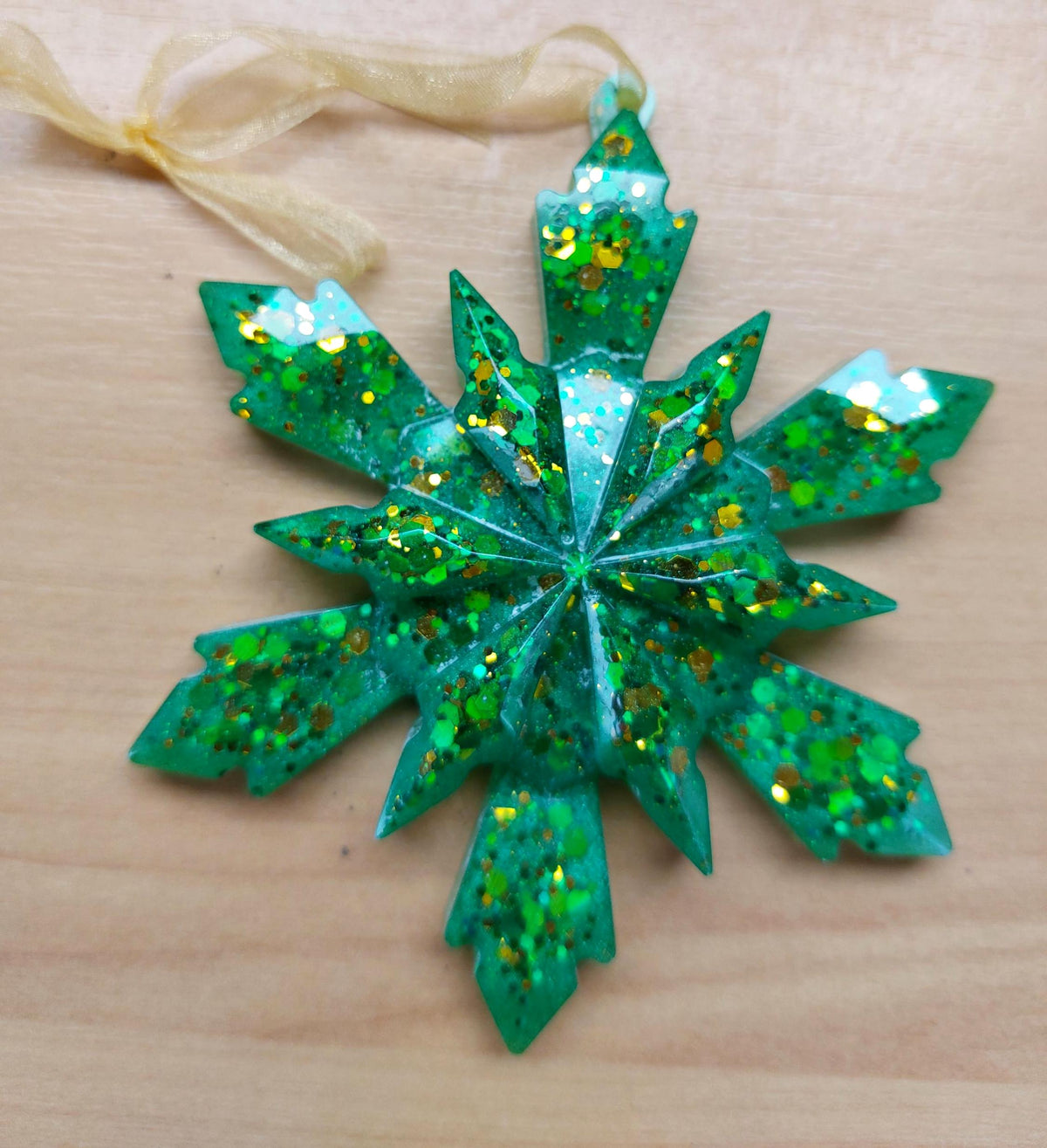 Resin Christmas tree decorations, pack of 2, choose colours, sparkle, glitter