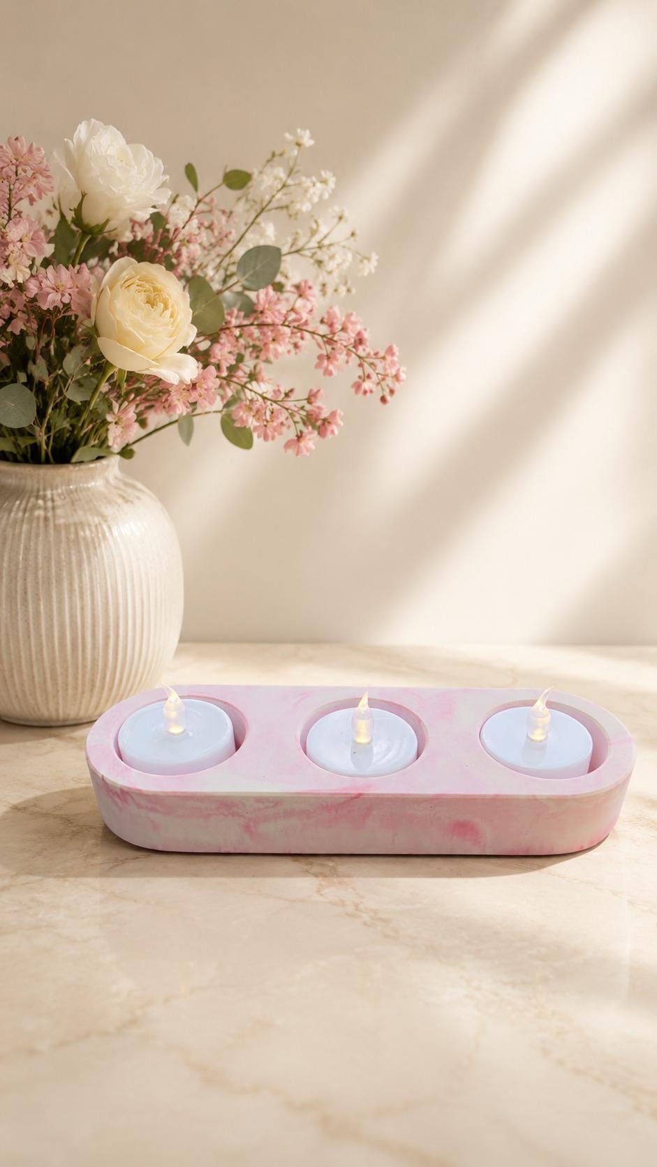 Eco resin Tealight holders for 1, 2 or 3 tealights, real flame or battery candles