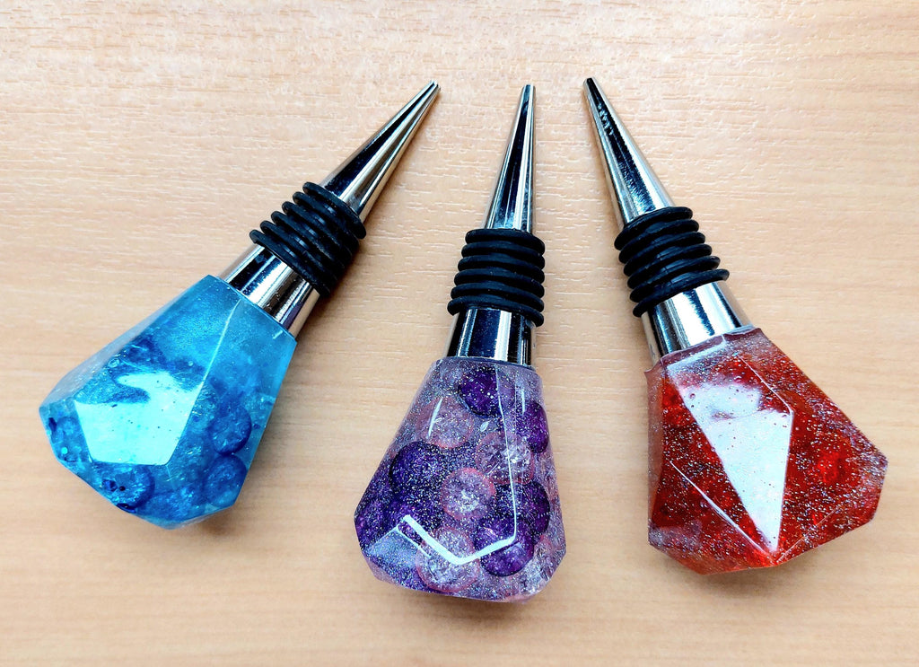 Resin bottle stopper, glitter balls, home bar accessory
