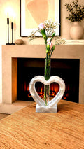 Handcrafted resin White heart vase, Bud Flower Holder,