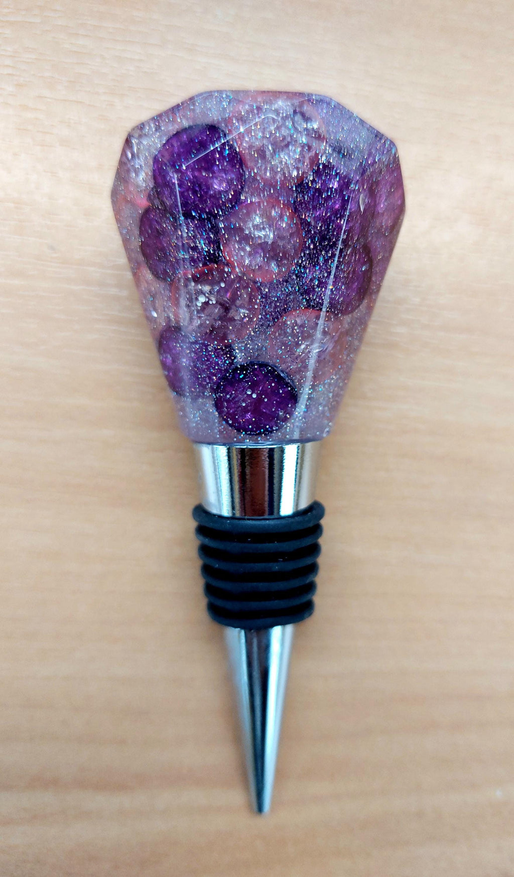 Resin bottle stopper, glitter balls, home bar accessory