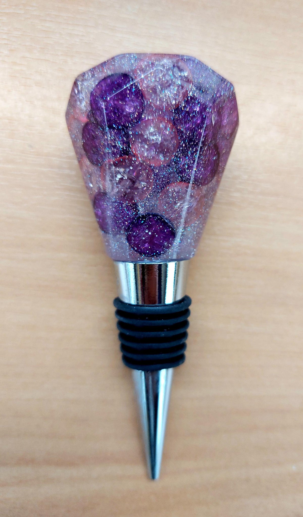 Resin bottle stopper, glitter balls, home bar accessory