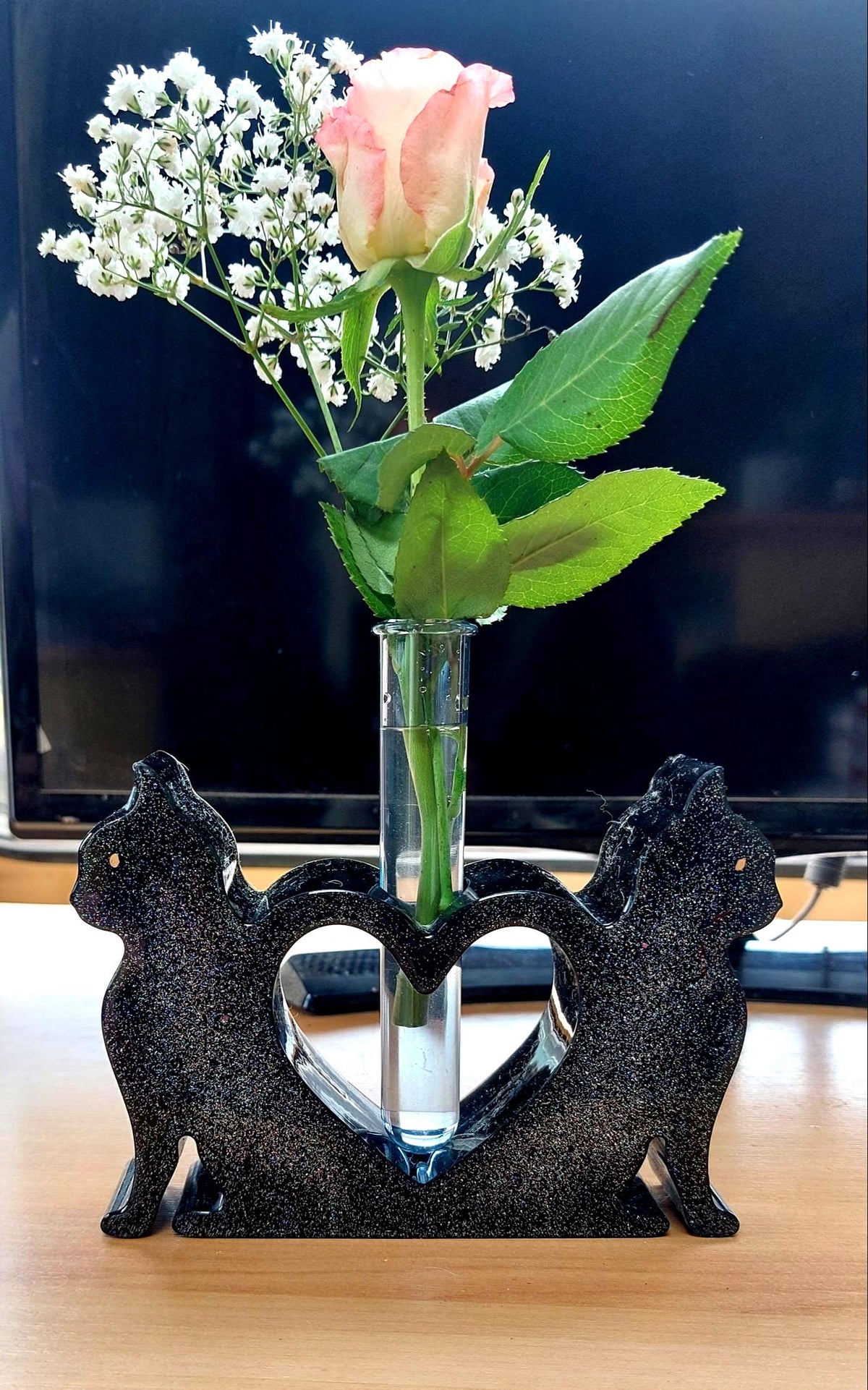 Resin Black Cat Vase, Single or Double Cat Design, Bud Flower Holder