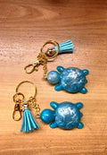 Resin Turtle Keychain, Bag charm, Tassel Accent, Handmade in UK