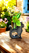 Resin Black Cat Vase, Single or Double Cat Design, Bud Flower Holder