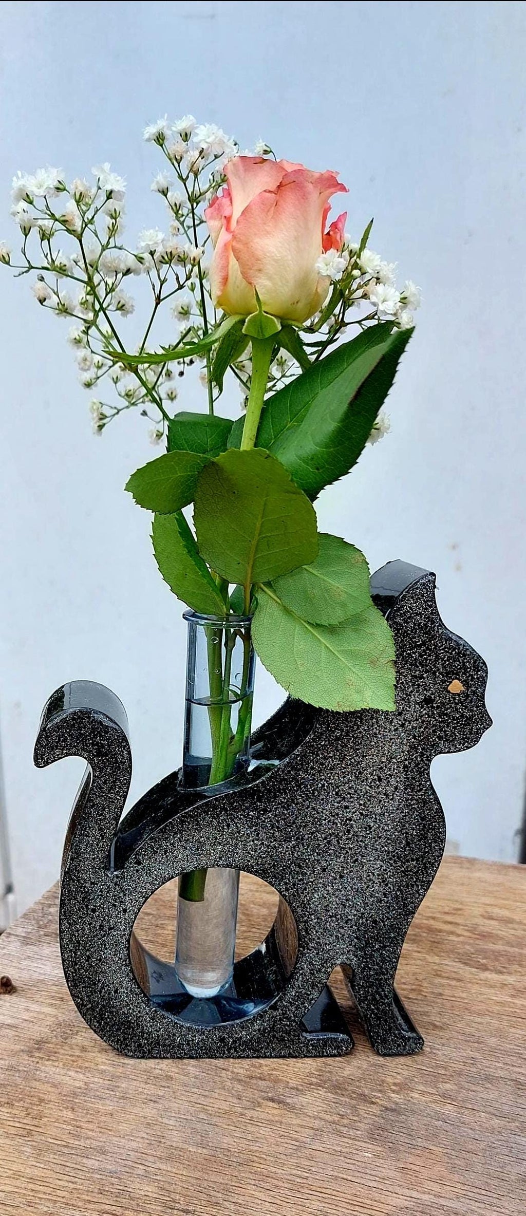 Resin Black Cat Vase, Single or Double Cat Design, Bud Flower Holder