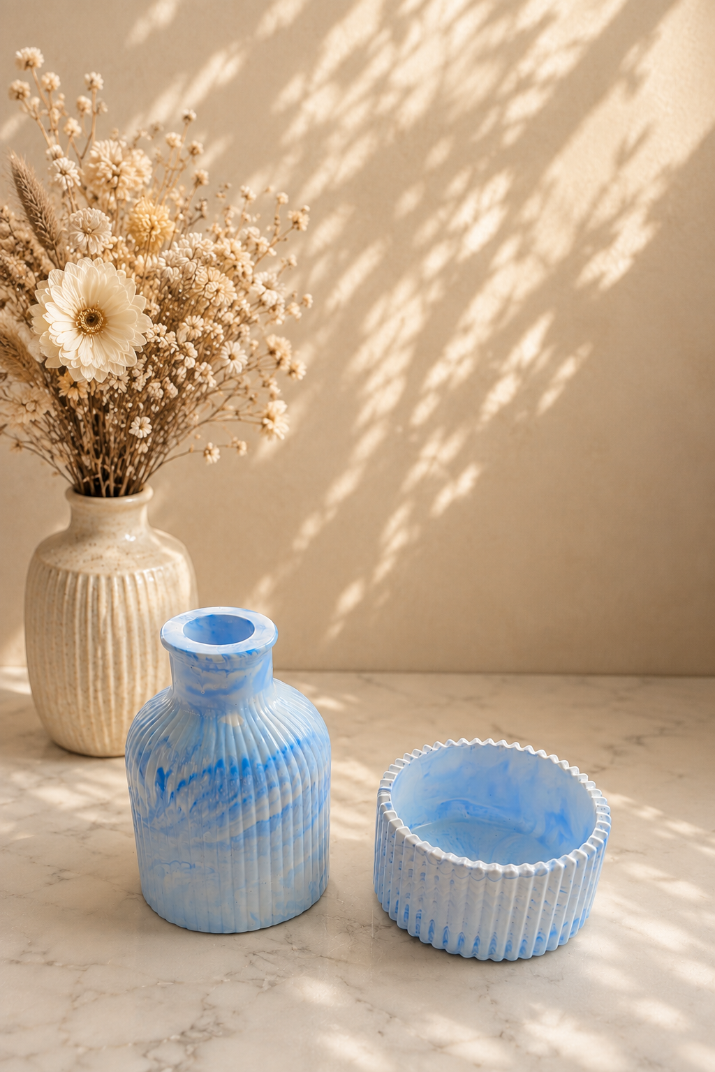 Eco resin ribbed bud vase, Flower Holder, choice of colours