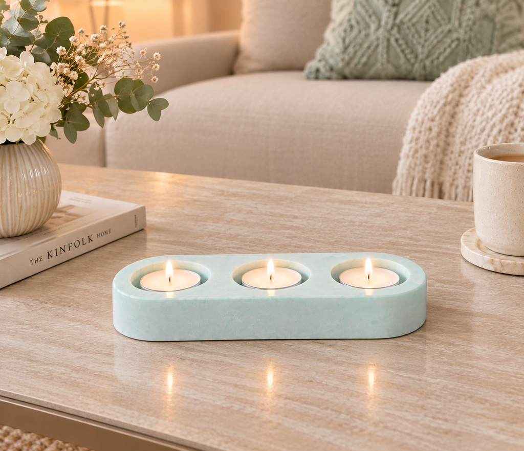Eco resin Tealight holders for 1, 2 or 3 tealights, real flame or battery candles