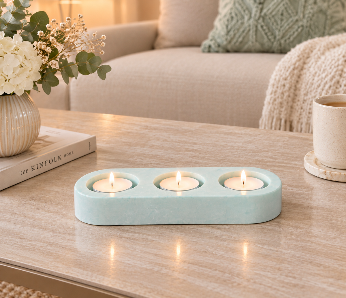 Eco resin Tealight holders for 1, 2 or 3 tealights, real flame or battery candles