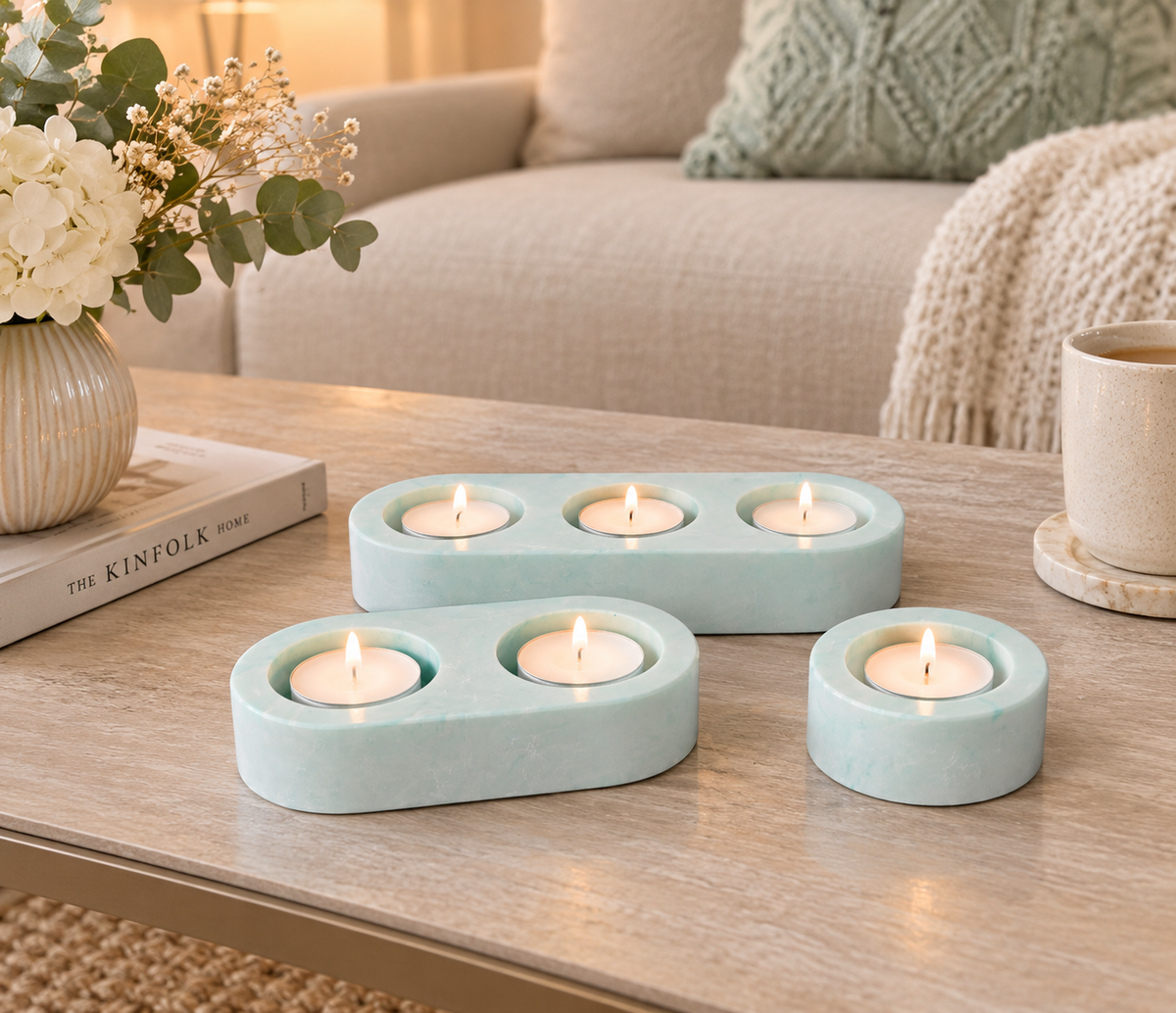 Eco resin Tealight holders for 1, 2 or 3 tealights, real flame or battery candles