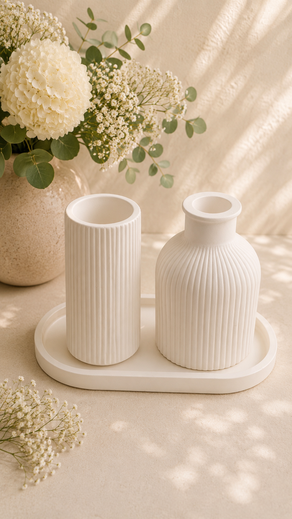 Eco resin ribbed bud vase, Flower Holder, choice of colours