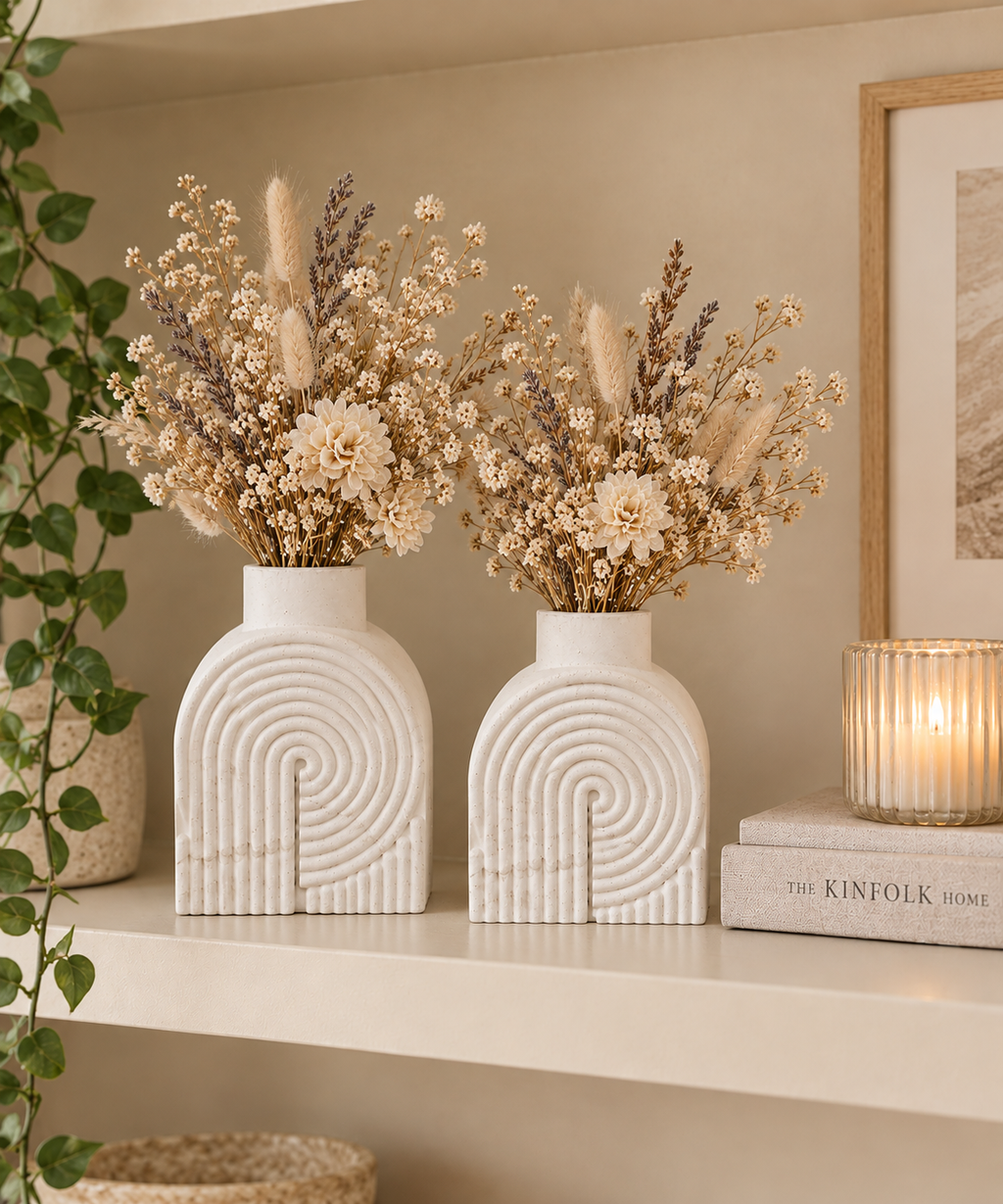 Eco resin Scroll ribbed bud vase, Flower Holder, choice of colours