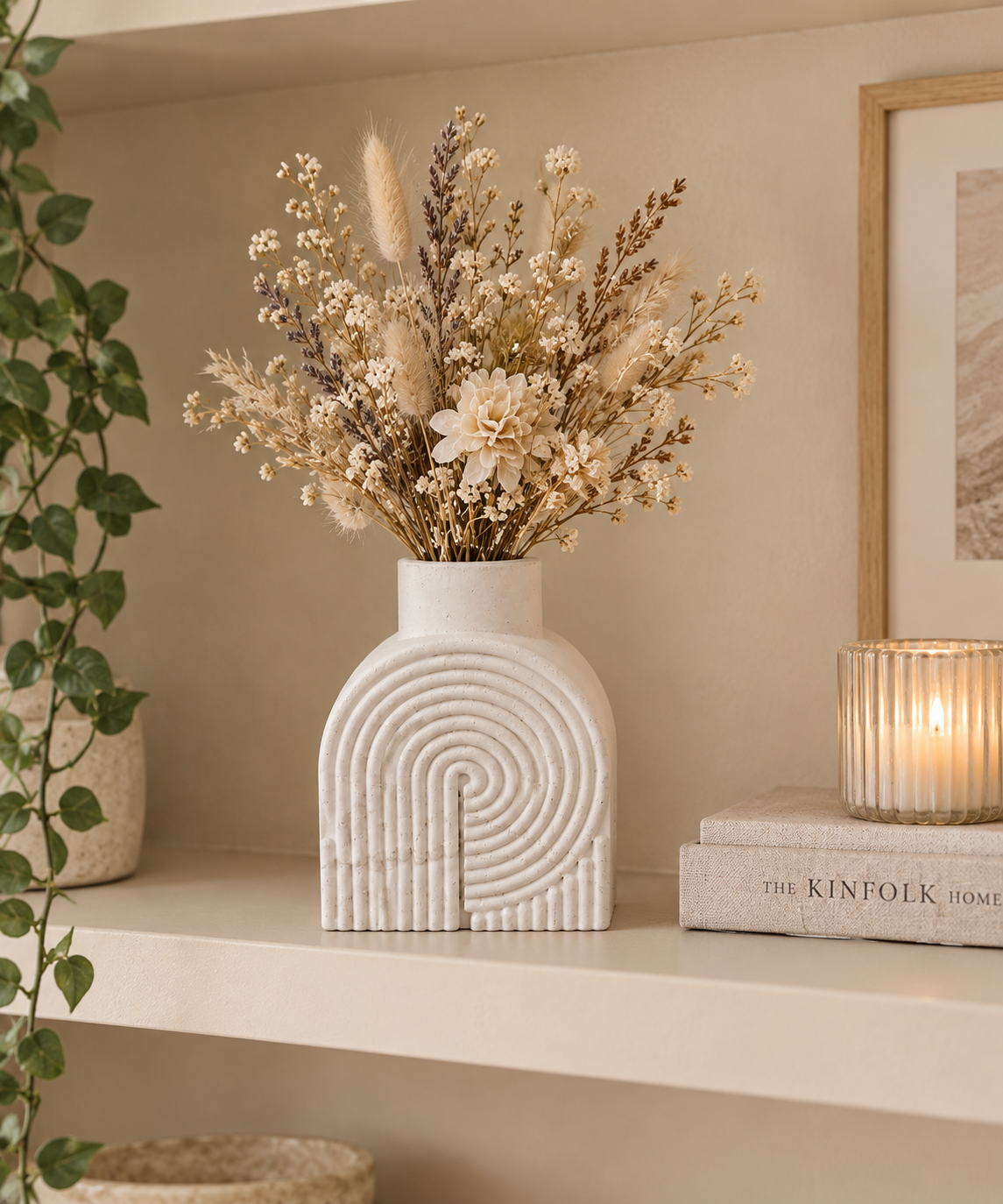 Eco resin Scroll ribbed bud vase, Flower Holder, choice of colours