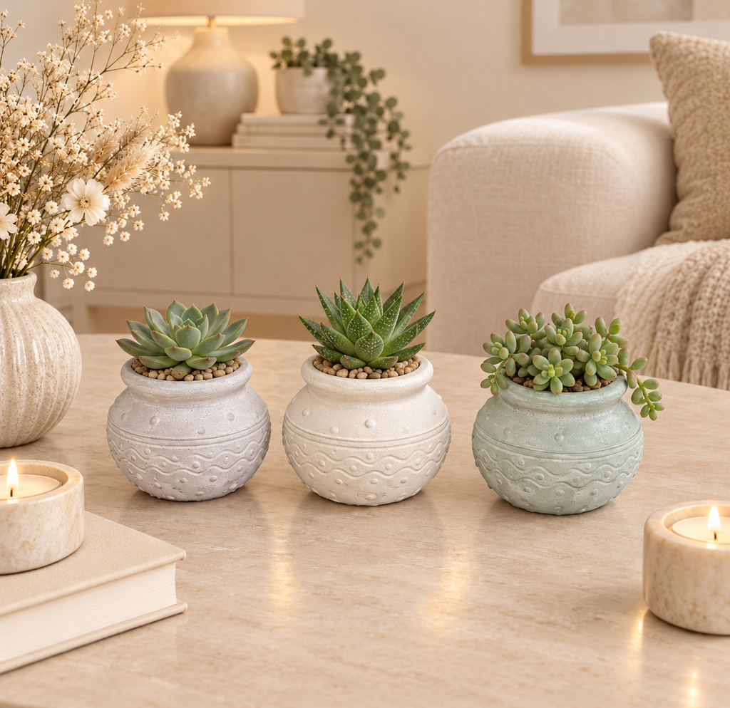 Eco resin small indoor planter, ideal for succulent plants