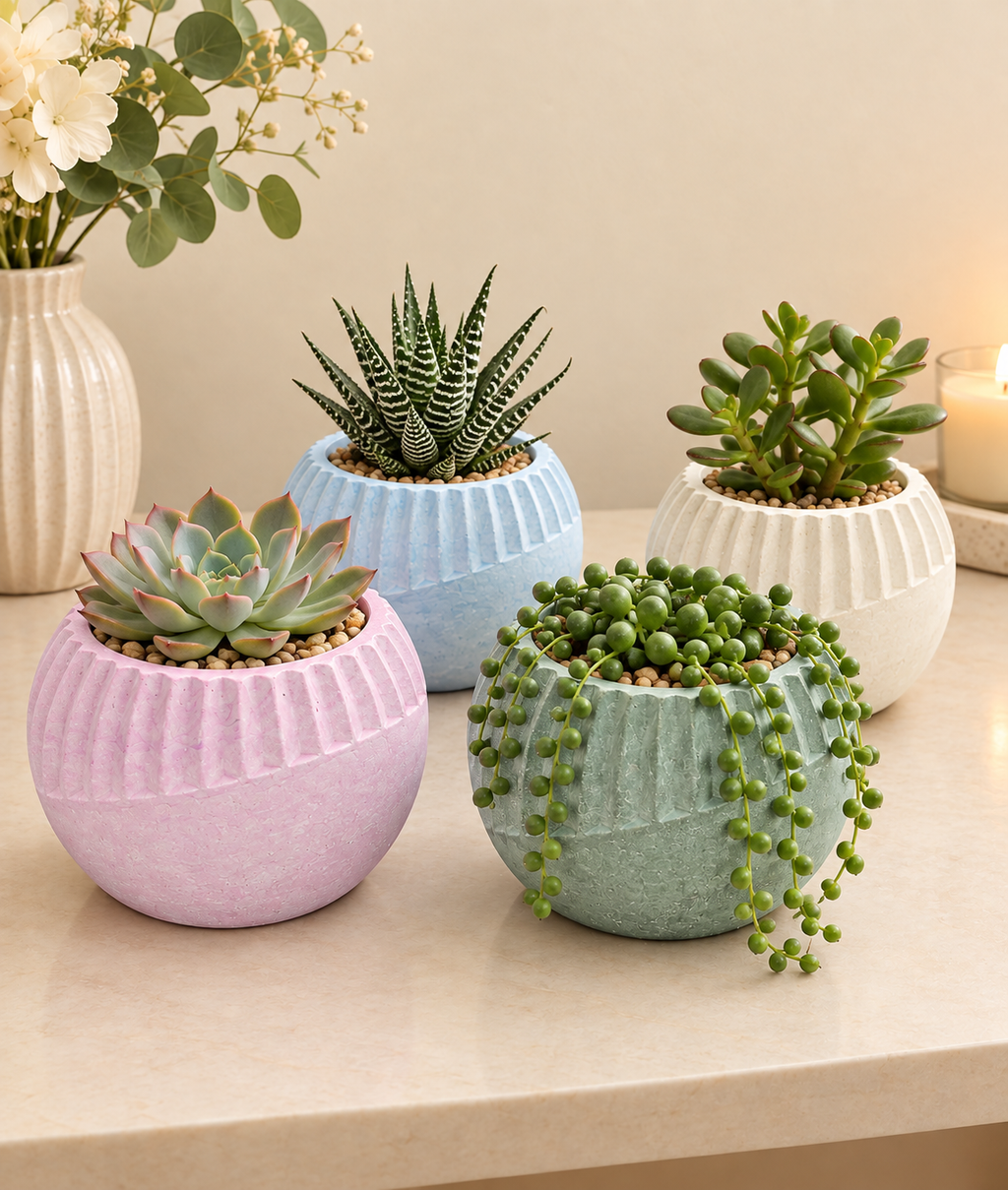 Eco resin indoor planter, succulent planter