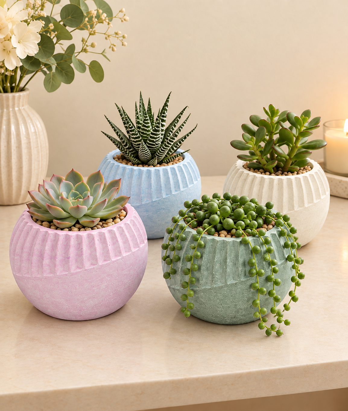 Eco resin indoor planter, succulent planter